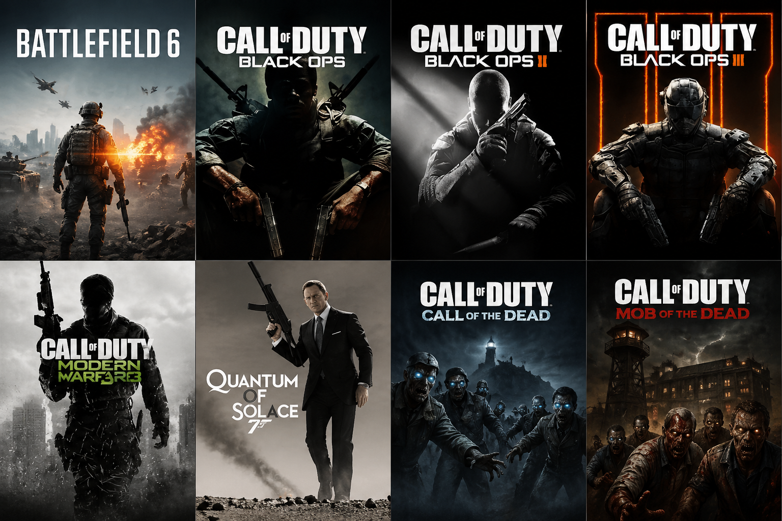 Selected game credits: Battlefield 6, Call of Duty Black Ops, Black Ops II, Black Ops III, Modern Warfare 3, Quantum of Solace, Call of the Dead, and Mob of the Dead